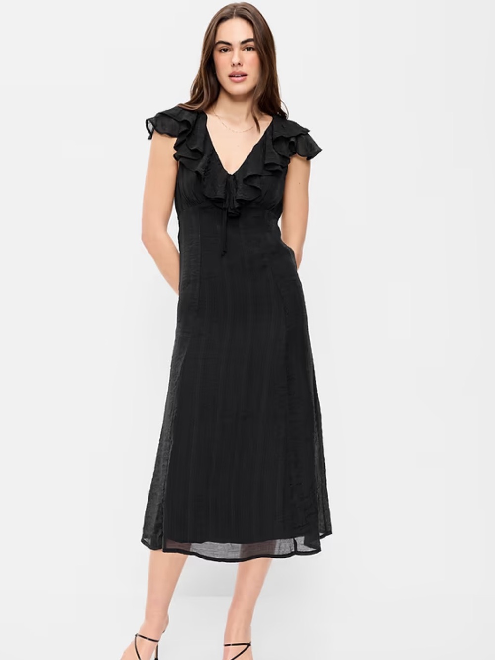 Old Navy Ruffle V-Neck Midi Dress